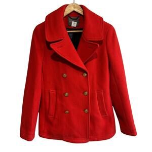 J. Crew Stadium Cloth by Nello Gori Wool blend Pea coat Red 4